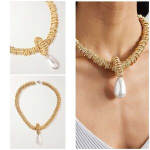 NWT Julietta Pearl Drop Gold Luxe Gold Rhinestones Pearl Drop Necklace